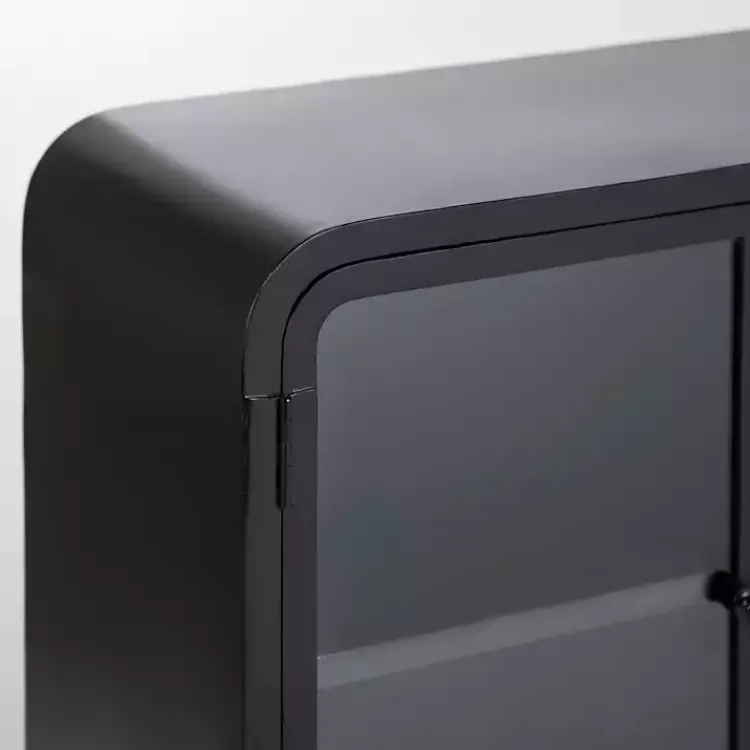 Kirklands Home Metal & Glass 4-Door Bentley Cabinet Black Discount