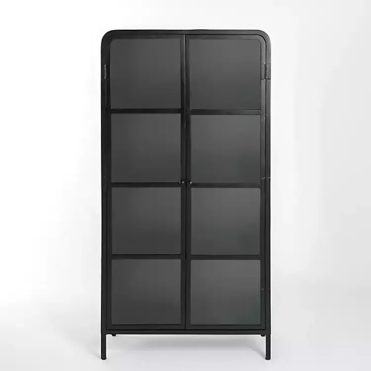 Kirklands Home Metal & Glass 2-Door Bentley Cabinet Black Discount