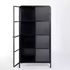 Kirklands Home Metal & Glass 2-Door Bentley Cabinet Black Discount
