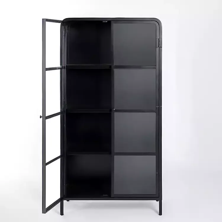 Kirklands Home Metal & Glass 2-Door Bentley Cabinet Black Discount