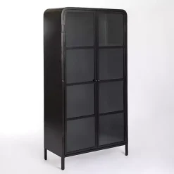 Kirklands Home Metal & Glass 2-Door Bentley Cabinet Black Discount