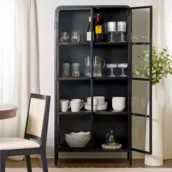 Kirklands Home Metal & Glass 2-Door Bentley Cabinet Black Discount