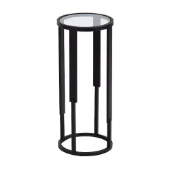 Kirklands Home Metal & Glass Ravalli Drink Table Black Outlet