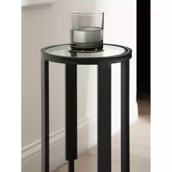 Kirklands Home Metal & Glass Ravalli Drink Table Black Outlet