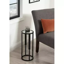 Kirklands Home Metal & Glass Ravalli Drink Table Black Outlet
