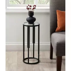 Kirklands Home Metal & Glass Ravalli Drink Table Black Outlet