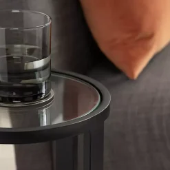 Kirklands Home Metal & Glass Ravalli Drink Table Black Outlet