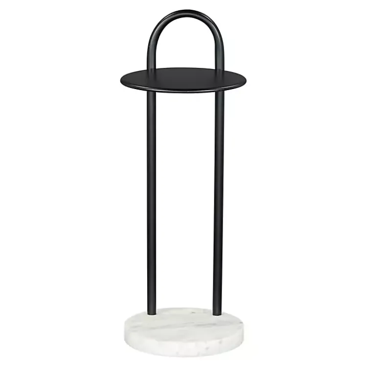Kirklands Home Black Metal & Marble Loop Accent Table White New