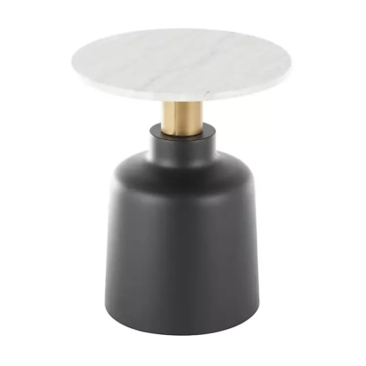 Kirklands Home Black Metal & Marble Pedestal Accent Table White Best