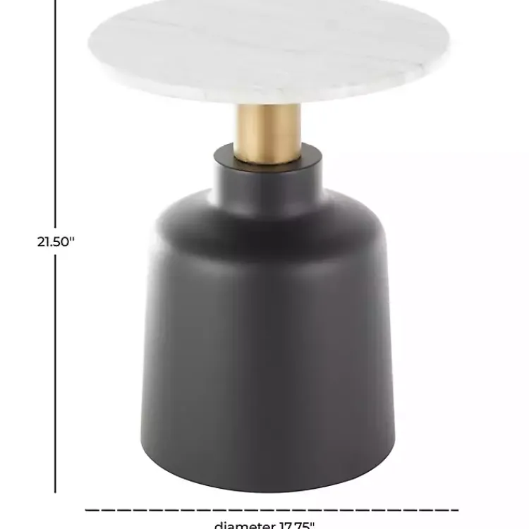 Kirklands Home Black Metal & Marble Pedestal Accent Table White Best