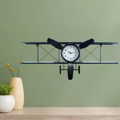 Kirklands Home Black Metal Airplane Wall Clock Hot