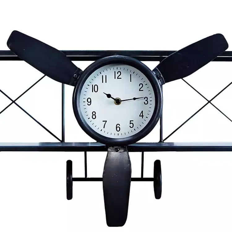 Kirklands Home Black Metal Airplane Wall Clock Hot