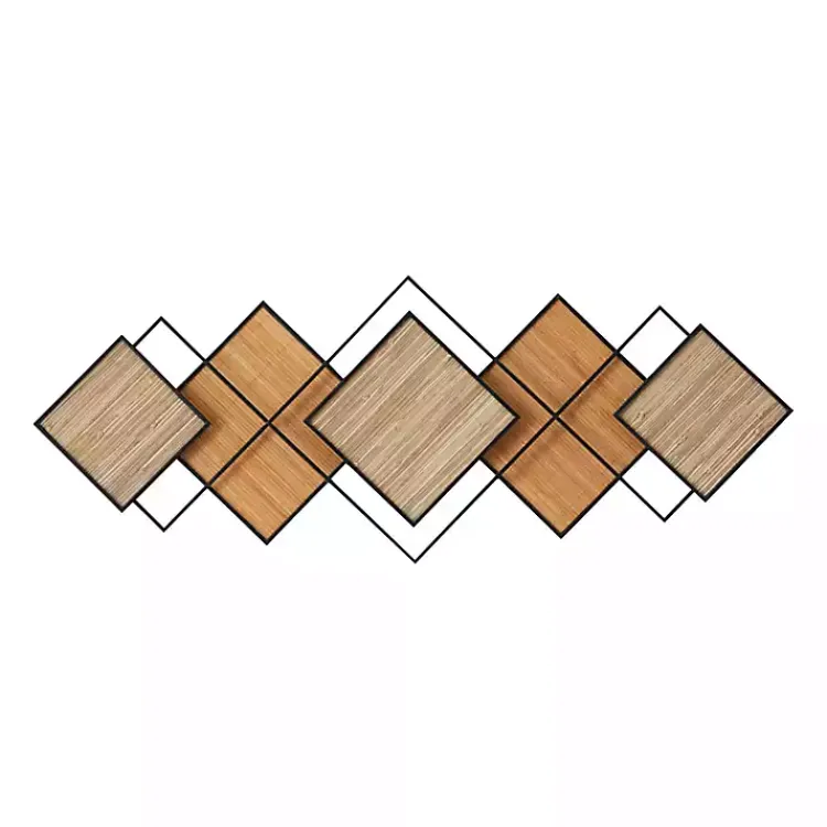 Kirklands Home Black Metal and Bamboo Diamond Wall Plaque Clearance