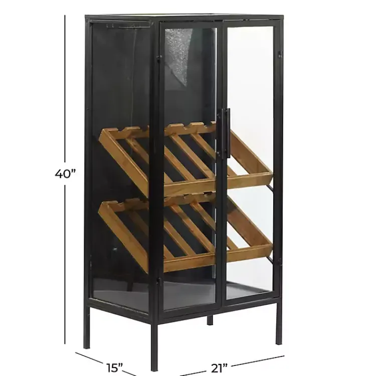 Kirklands Home Black Metal and Brown Wood Standing Wine Rack Online