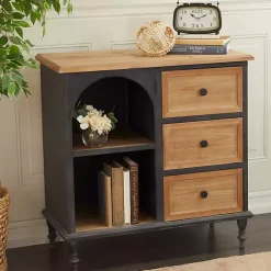 Kirklands Home Black Metal and Brown Wood Storage Cabinet Online