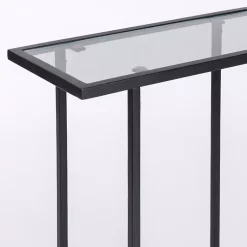 Kirklands Home Metal and Glass Rectangular Accent Table Black