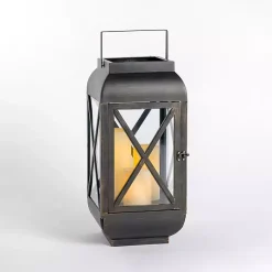 Lanterns>Kirklands Home Metal and Glass Thomas Lantern, 20 in. Black