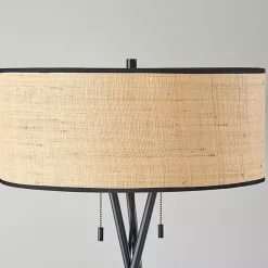 Kirklands Home Black Metal and Rat Tripod Floor Lamp Tan Outlet