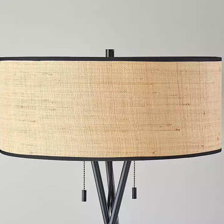 Kirklands Home Black Metal and Rat Tripod Floor Lamp Tan Outlet