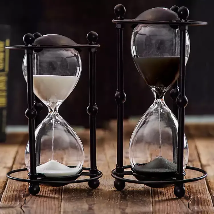 Decorative Accents>Kirklands Home Metal and Sand Cage Hourglass Black