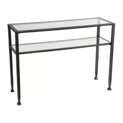 Kirklands Home Metal and Tempered Glass Console Table Black Discount