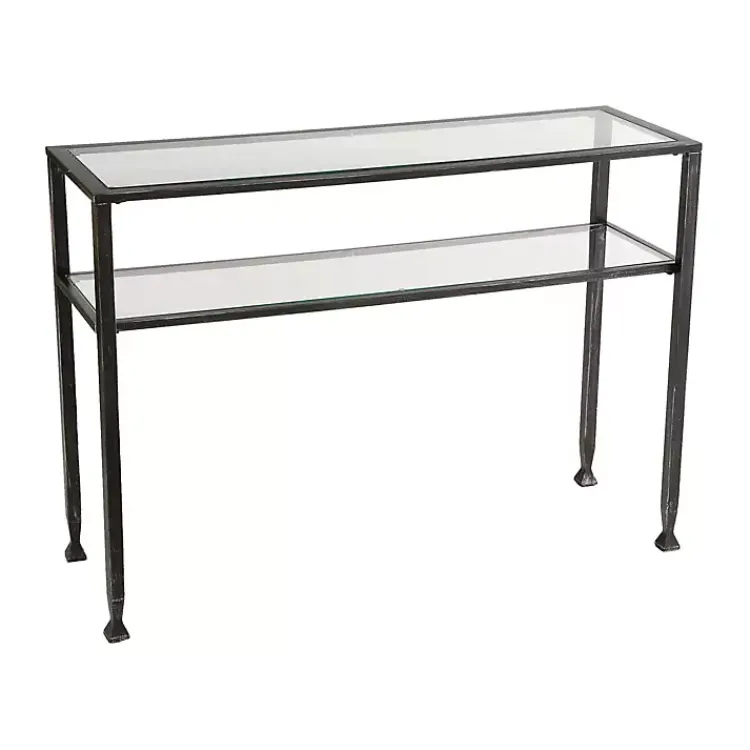 Kirklands Home Metal and Tempered Glass Console Table Black Discount