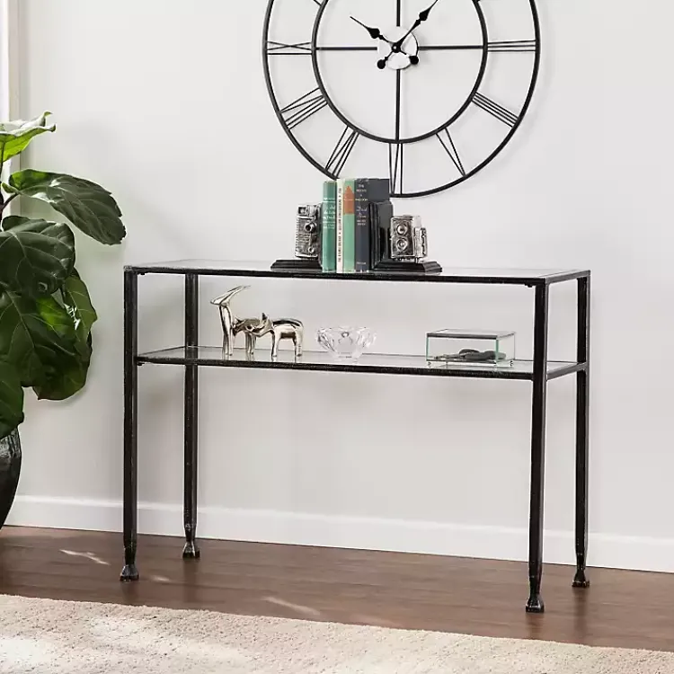 Kirklands Home Metal and Tempered Glass Console Table Black Discount