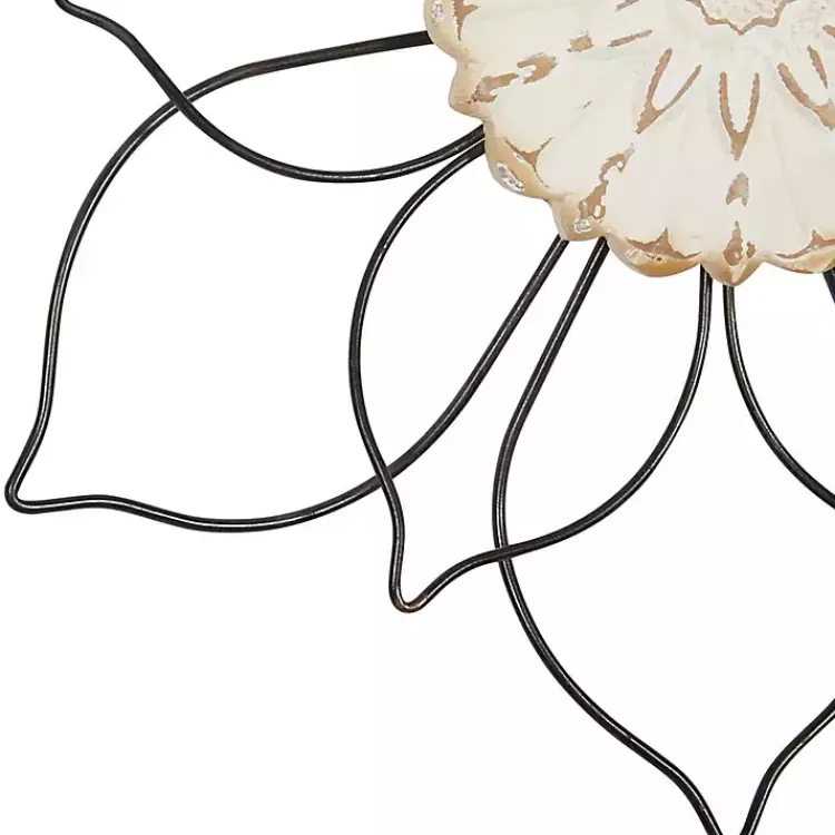 Kirklands Home Black Metal and Wood Floral Wall Plaques, Set of 2 Outlet