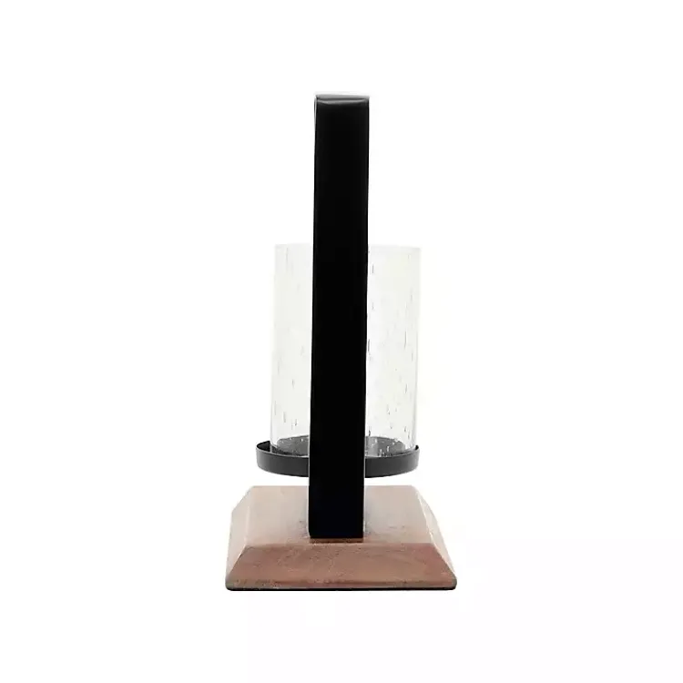 Candle Holders>Kirklands Home Black Metal and Wood Hurricane
