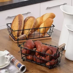 Kirklands Home Black Metal and Wood Stackable Kitchen Baskets Online
