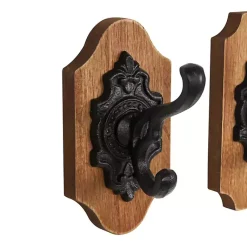 Kirklands Home Black Metal and Wood Wall Hooks, Set of 3 Discount
