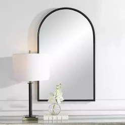 Kirklands Home Black Metal Arch Frame Wall Mirror