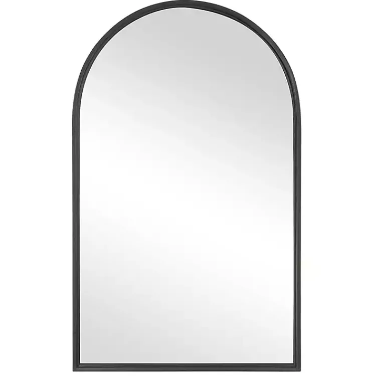 Kirklands Home Black Metal Arch Frame Wall Mirror