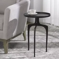 Kirklands Home Metal Arched Legs Side Table Black Clearance