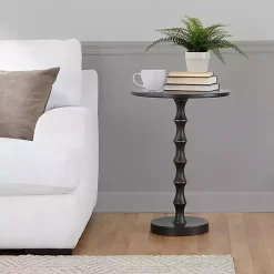 Kirklands Home Metal Bamboo Accent Table Black Discount