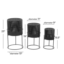 Kirklands Home Metal Basket Weave Planters, Set of 3 Black