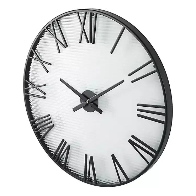 Kirklands Home Black Metal Clear Glass Wall Clock Outlet