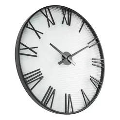 Kirklands Home Black Metal Clear Glass Wall Clock Outlet