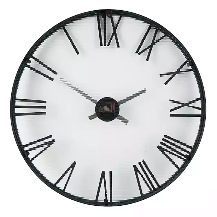 Kirklands Home Black Metal Clear Glass Wall Clock Outlet