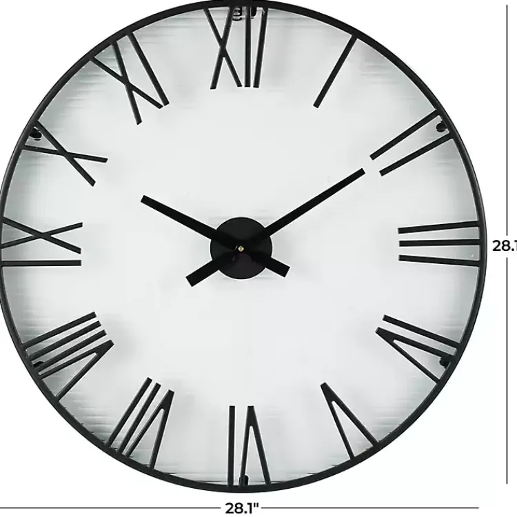 Kirklands Home Black Metal Clear Glass Wall Clock Outlet