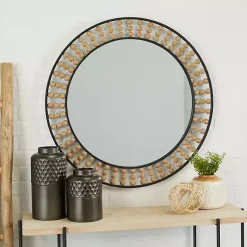 Kirklands Home Metal Coen Bohemian Wall Mirror Black New