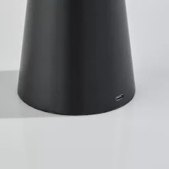Kirklands Home Metal Cordless Lamp with White Ribbed Shade Black Clearance