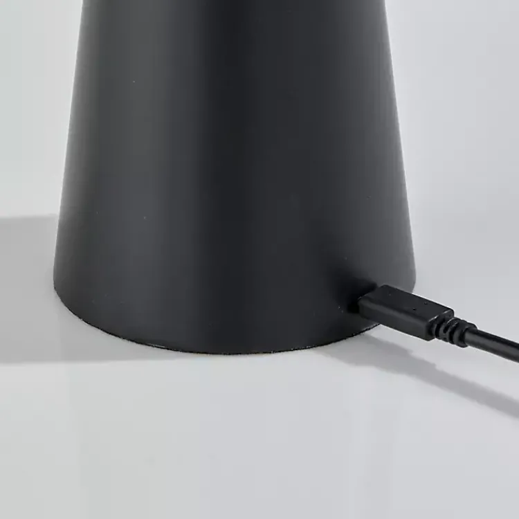 Kirklands Home Metal Cordless Lamp with White Ribbed Shade Black Clearance