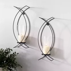 Sconces>Kirklands Home Black Metal Crisscross Sconces, Set of 2