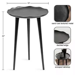 Kirklands Home Metal Deckled Edge Round Side Table Black
