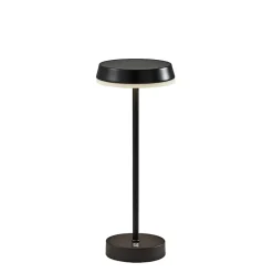 Kirklands Home Metal Disc Frosted Light Cordless Table Lamp Black New