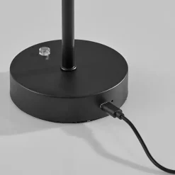 Kirklands Home Metal Disc Frosted Light Cordless Table Lamp Black New