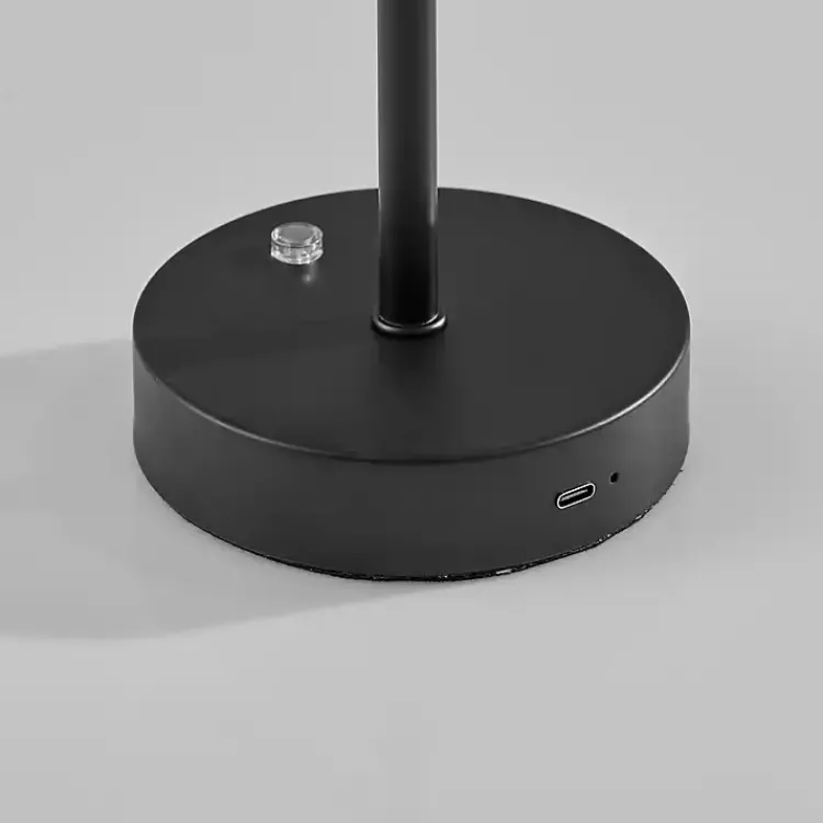 Kirklands Home Metal Disc Frosted Light Cordless Table Lamp Black New
