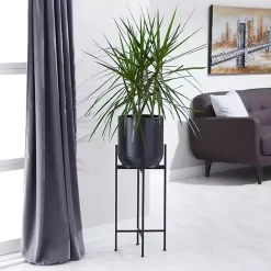 Kirklands Home Metal Dome Planter with Stand, 36 in. Black New