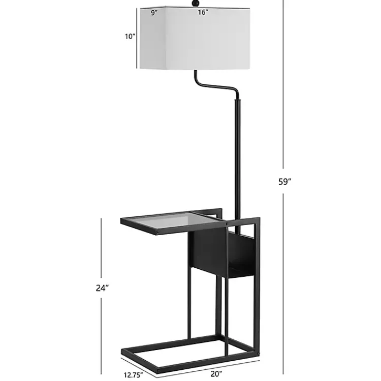 Kirklands Home Black Metal Floor Lamp with Glass Tabletop White Discount